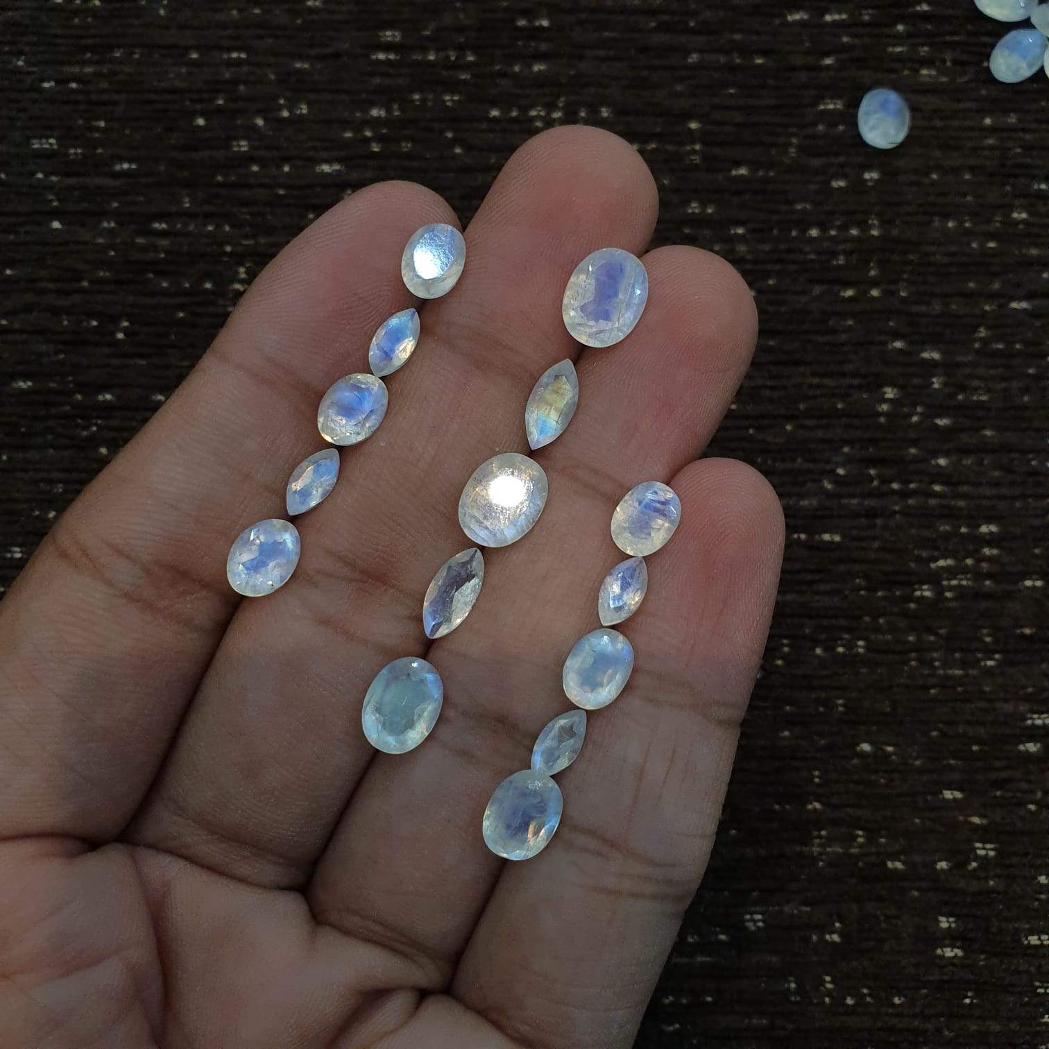 Natural Moonstone Rainbow Faceted Lot Marquise and Oval Set - The LabradoriteKing