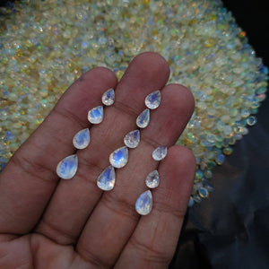 Natural Moonstones 12pcs Faceted Teadrops Lot - The LabradoriteKing