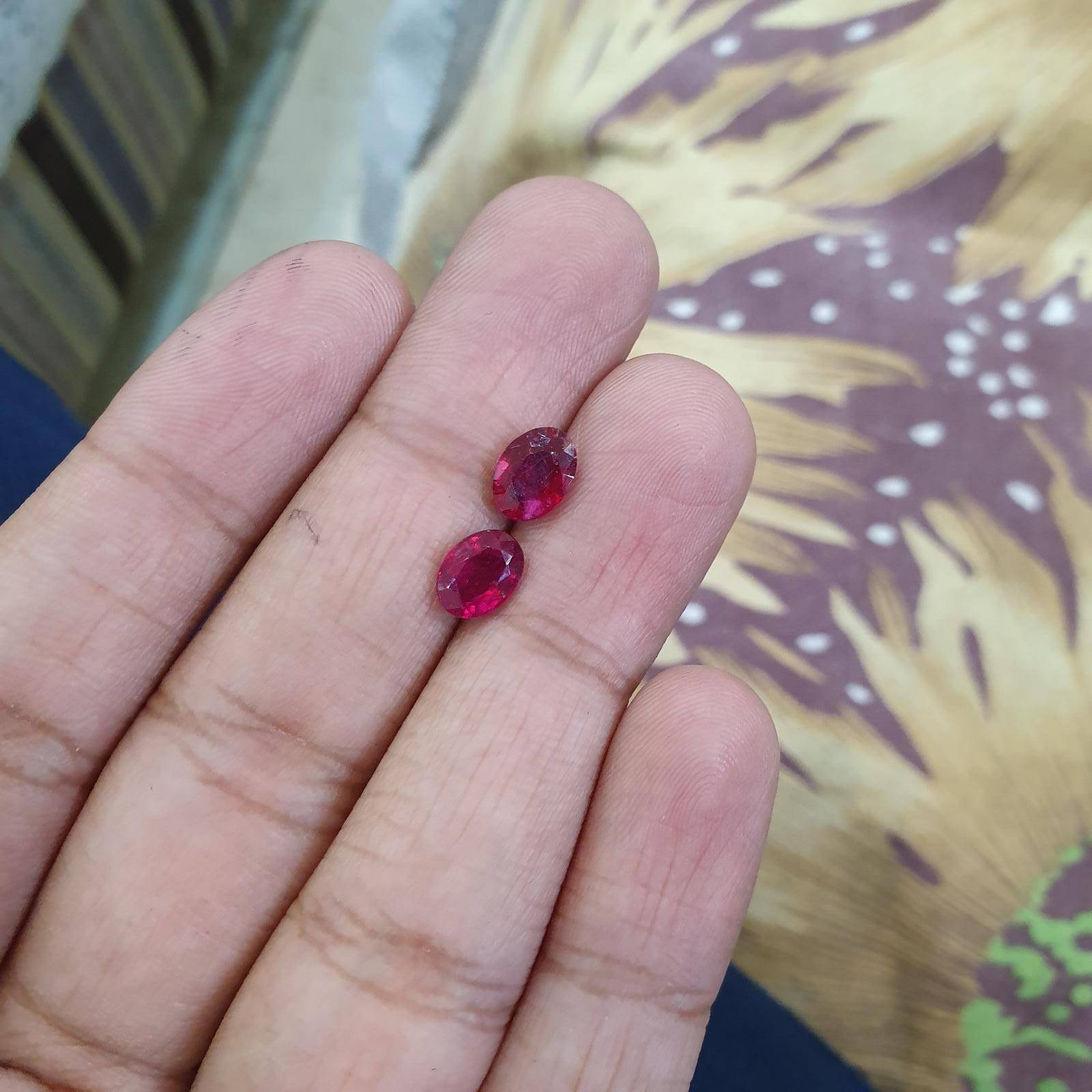 Natural Mozambique Ruby PAIR 8mm Ovals - The LabradoriteKing