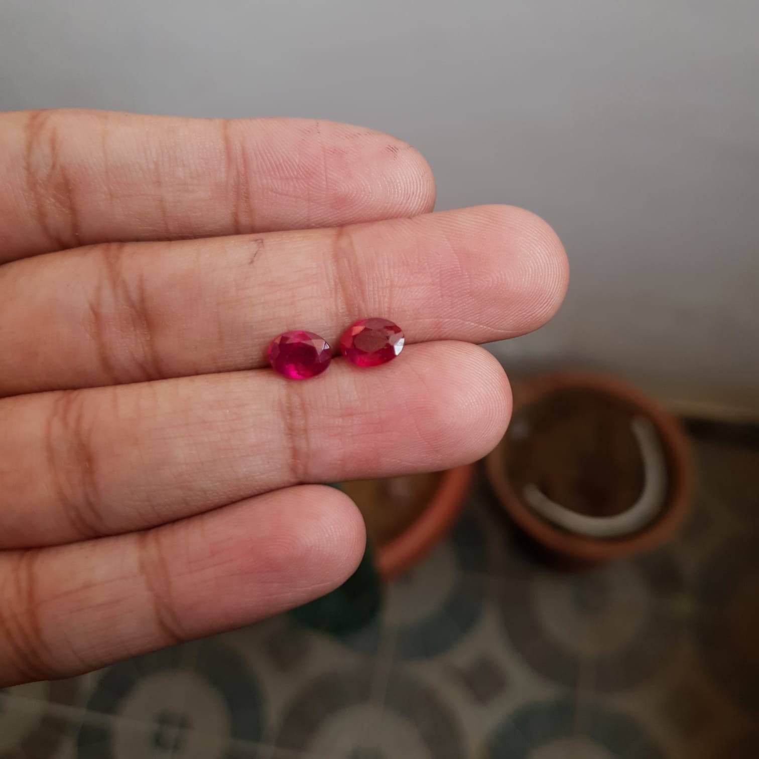 Natural Mozambique Ruby PAIR 8mm Ovals - The LabradoriteKing