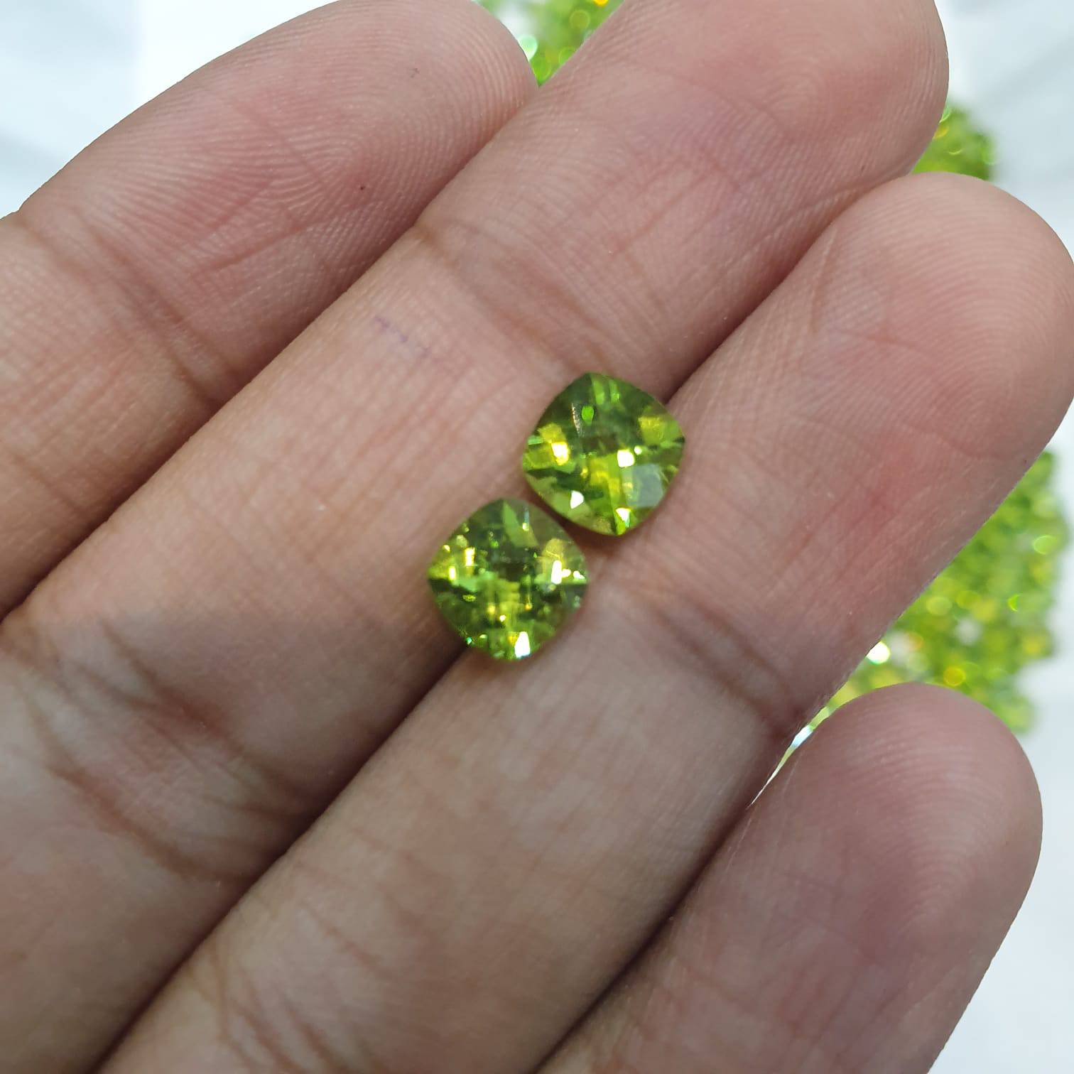 Natural Peridot Top Quality 7mm Checker Cut Cushion Sqaure - The LabradoriteKing