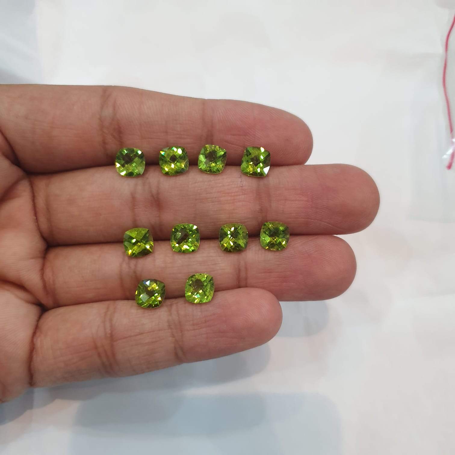 Natural Peridot Top Quality 7mm Checker Cut Cushion Sqaure - The LabradoriteKing