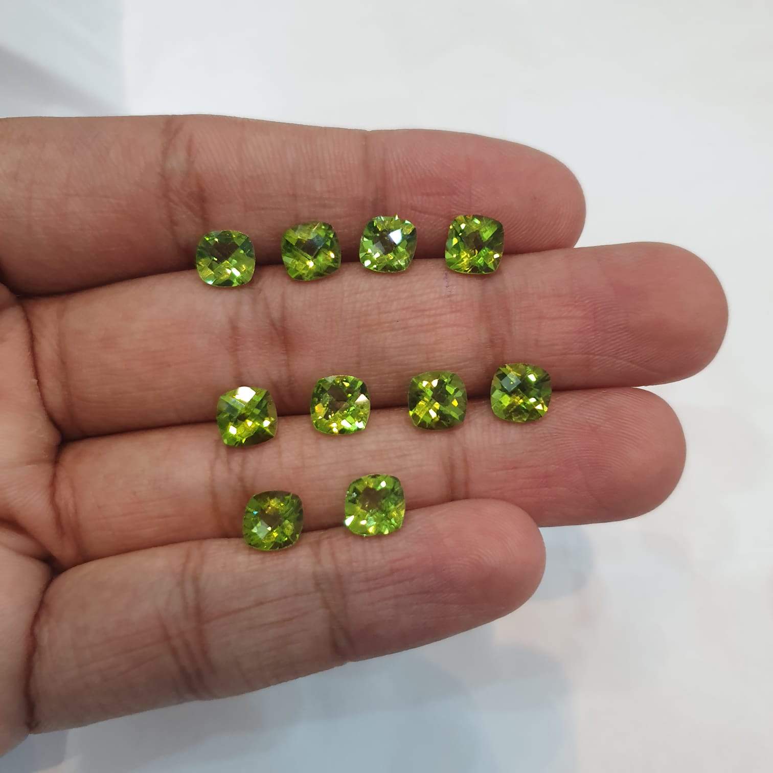 Natural Peridot Top Quality 7mm Checker Cut Cushion Sqaure - The LabradoriteKing