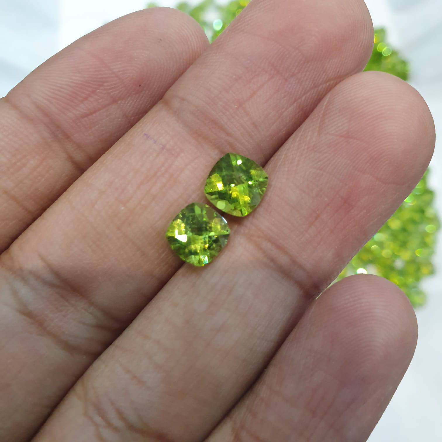 Natural Peridot Top Quality 7mm Checker Cut Cushion Sqaure - The LabradoriteKing