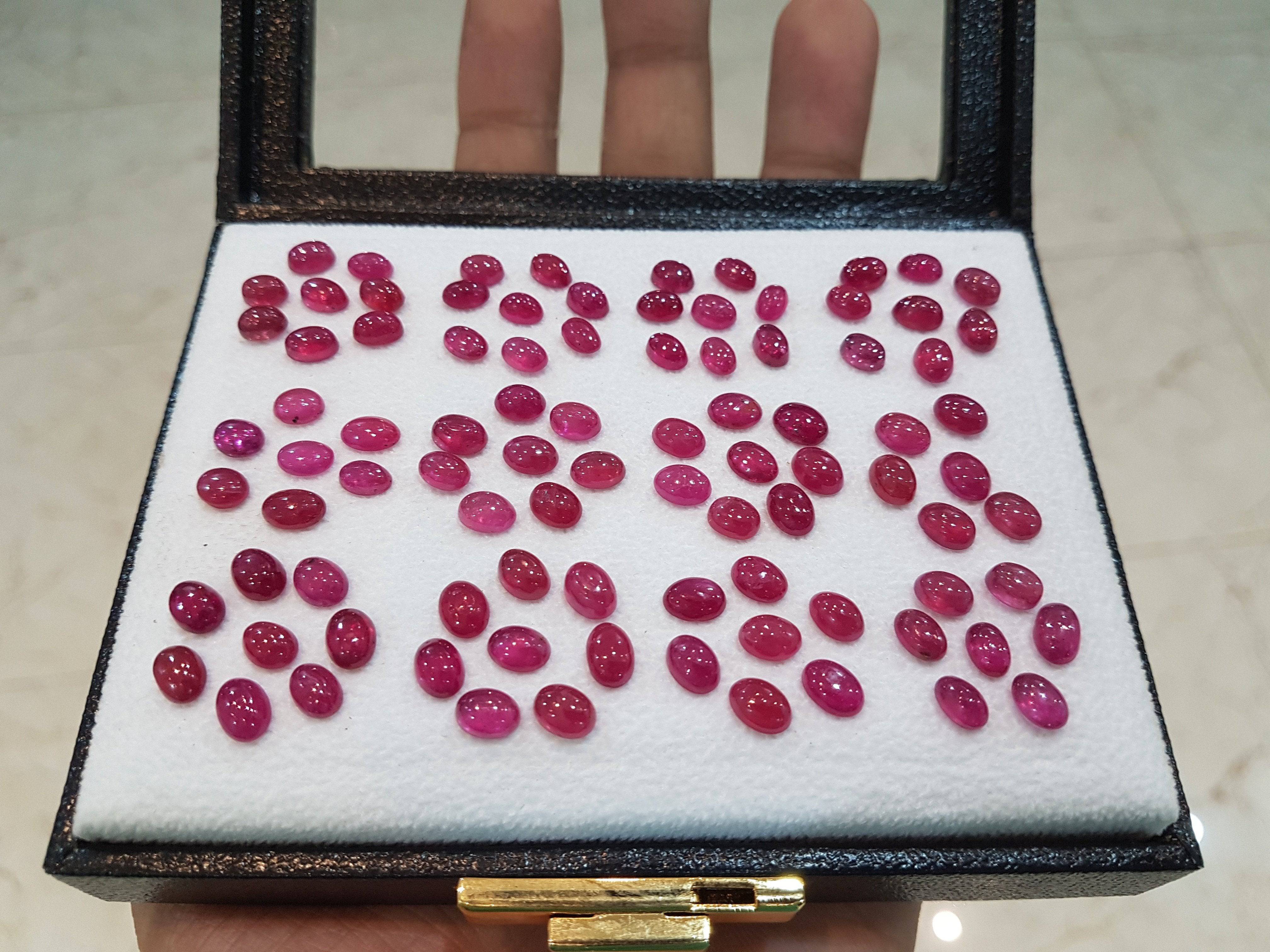 Natural Ruby lot 6-8mm Ovals , 20 Pcs Cabochons - The LabradoriteKing