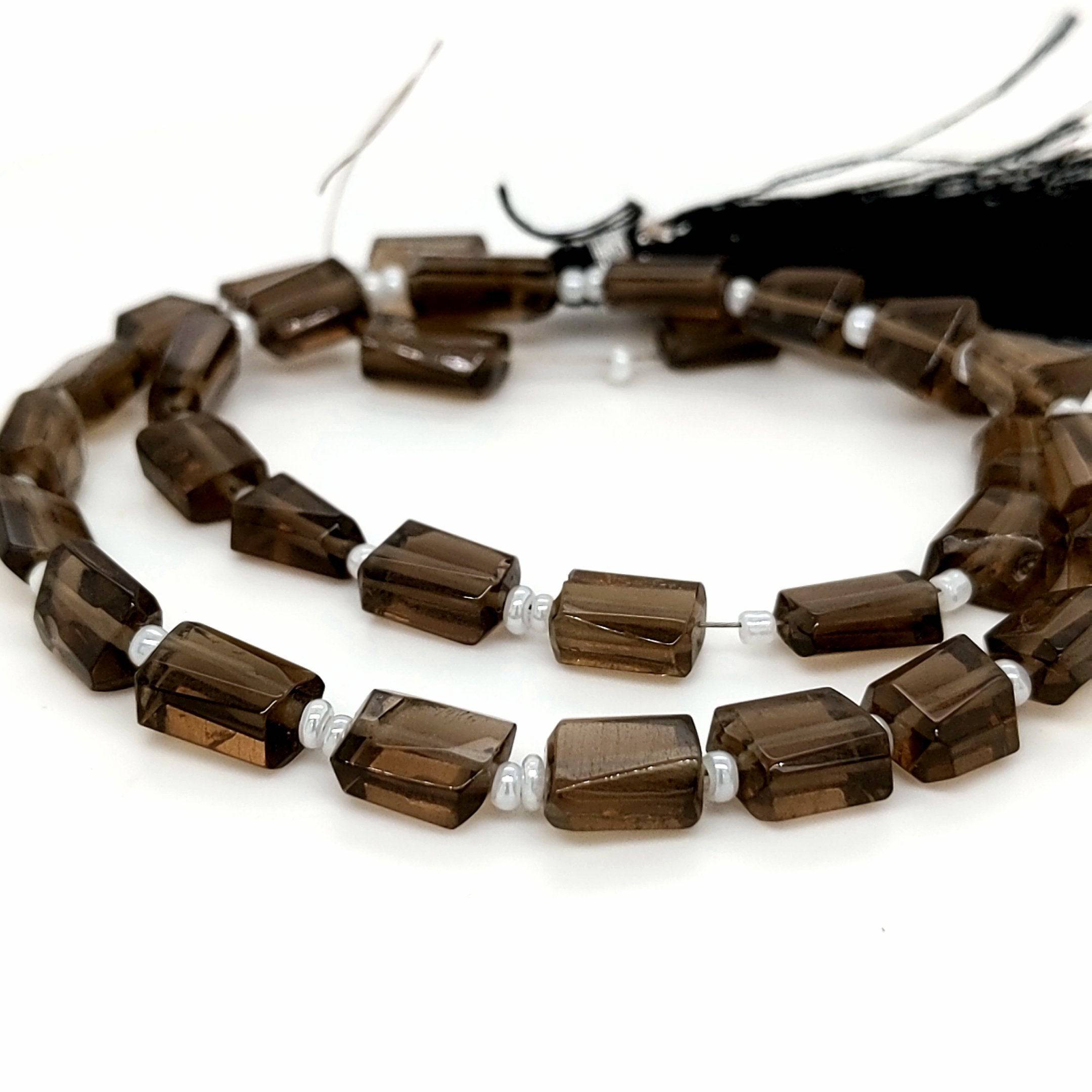 Natural Smoky Quartz Beads Rectangular faceted | 14" Inches | Good Quality - The LabradoriteKing