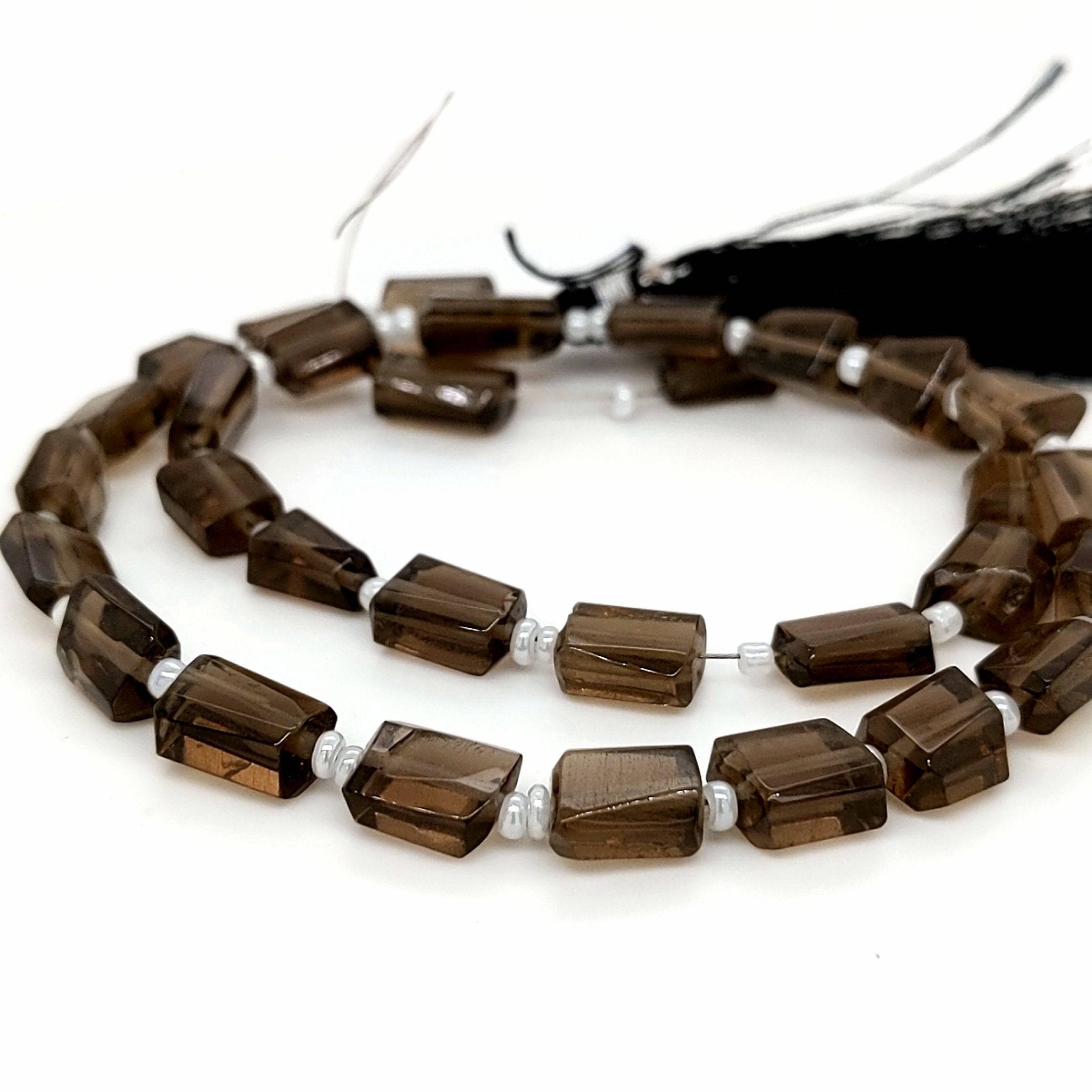 Natural Smoky Quartz Beads Rectangular faceted | 14" Inches | Good Quality - The LabradoriteKing