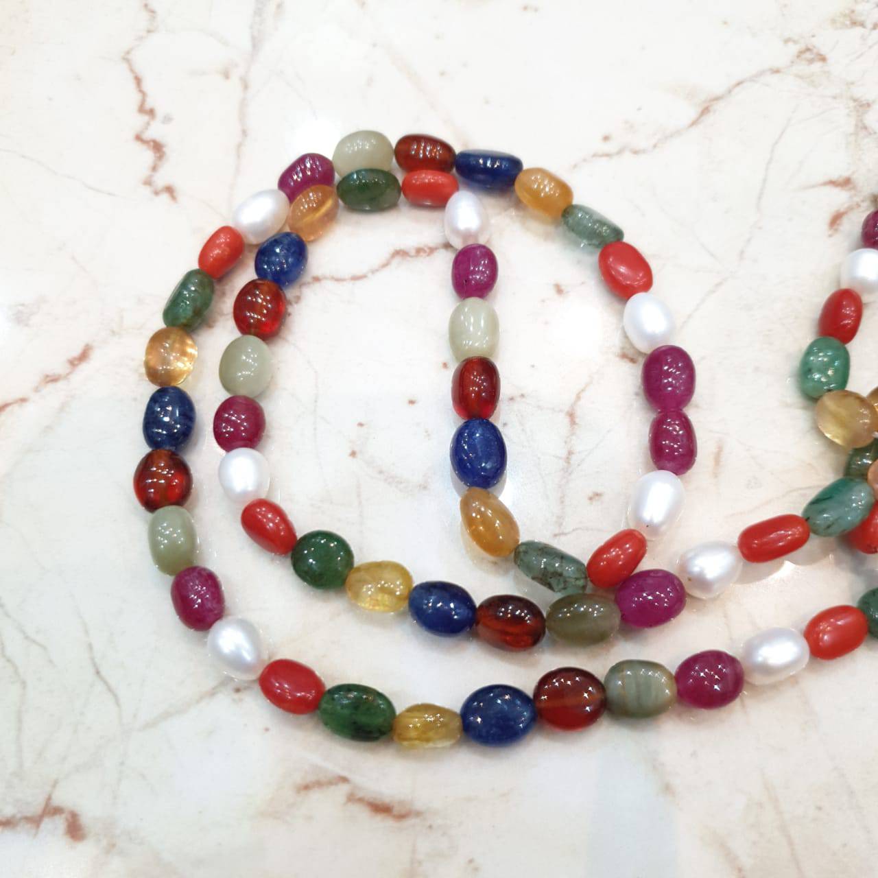 Navratan Chakra 9 Precious stones: Sapphire, Ruby, Emerald beads - The LabradoriteKing