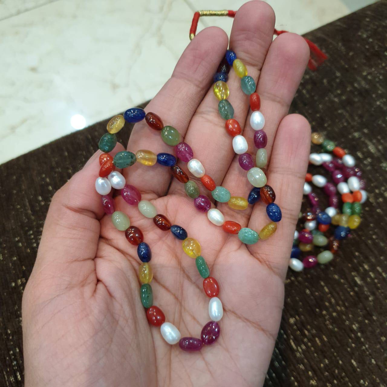Navratan Chakra 9 Precious stones: Sapphire, Ruby, Emerald beads - The LabradoriteKing