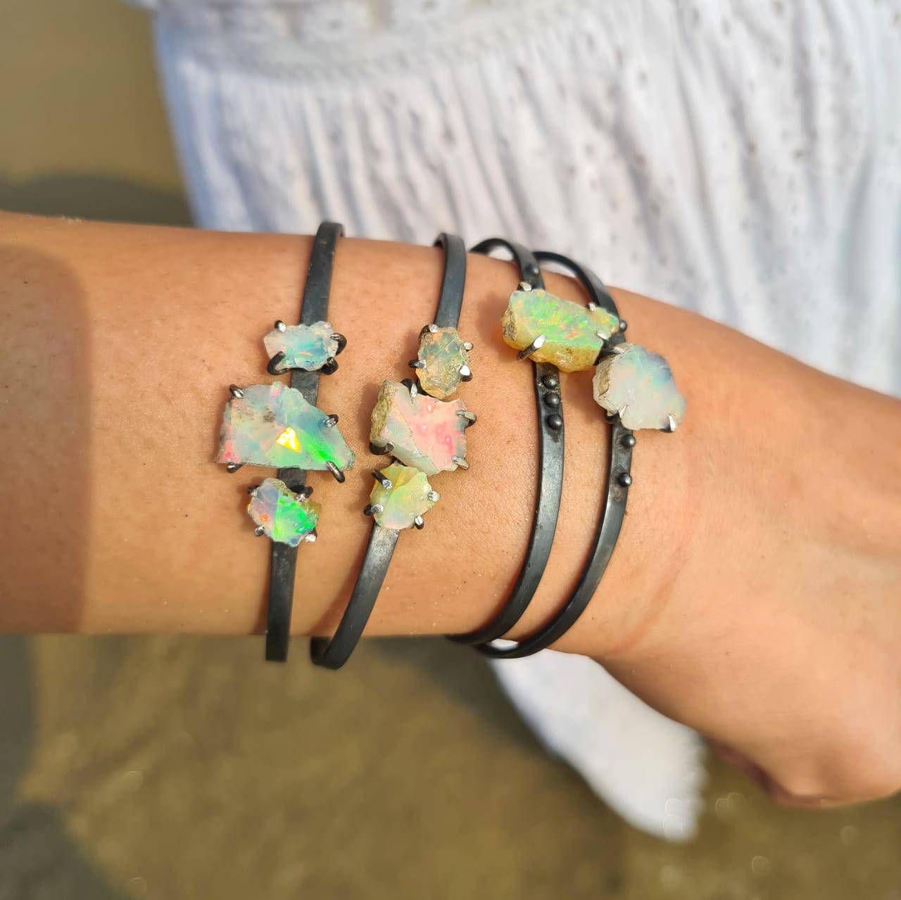 Opal Bracelet set on 925 Sterling Silver | Top quality Opal - The LabradoriteKing