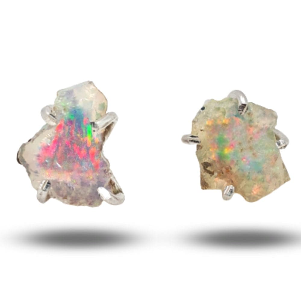 Opal Raw Studs set on Precious 925 Sterling Silver - The LabradoriteKing