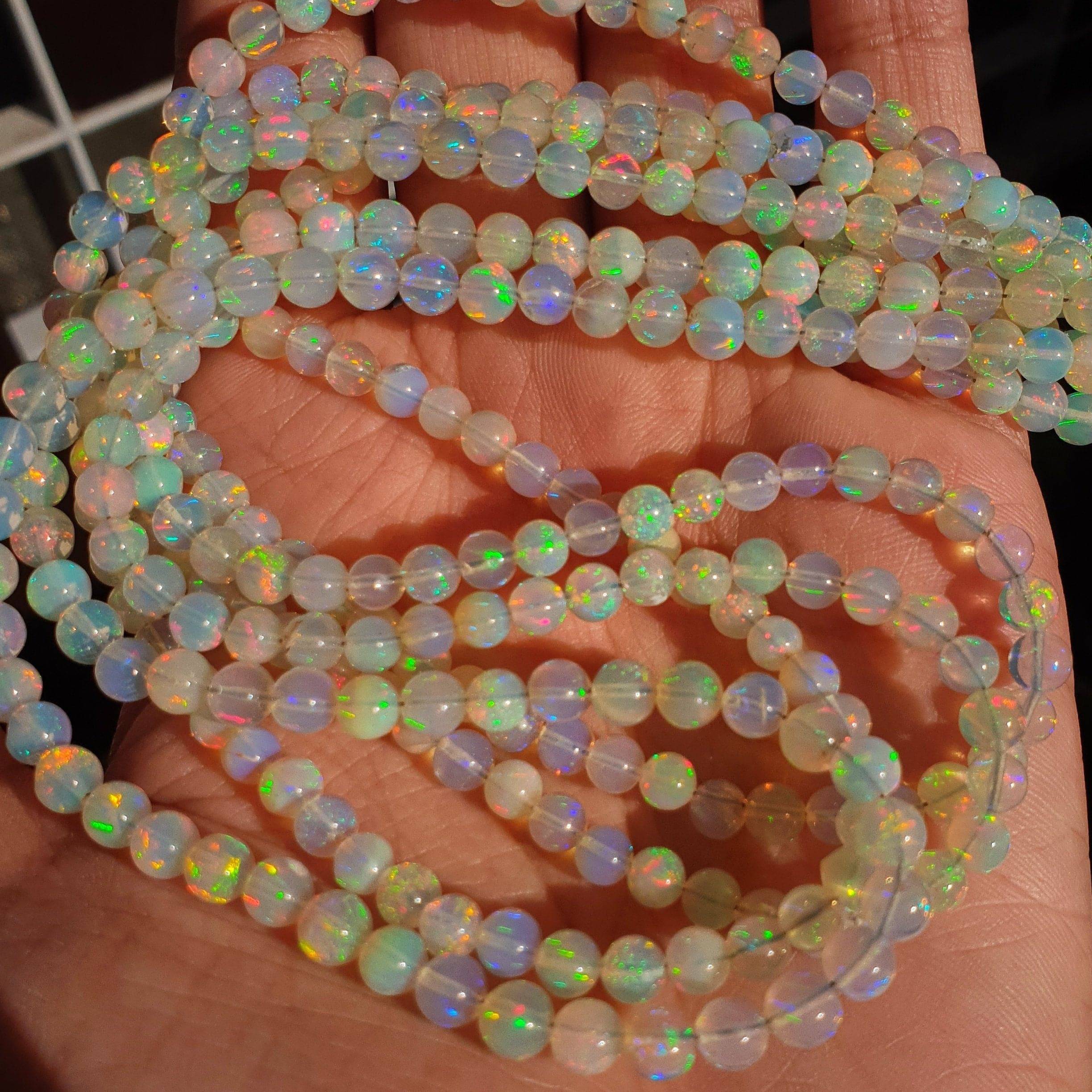 Opal Rounds Beads 14" Inches Play Of colours | untreated Spheres - The LabradoriteKing