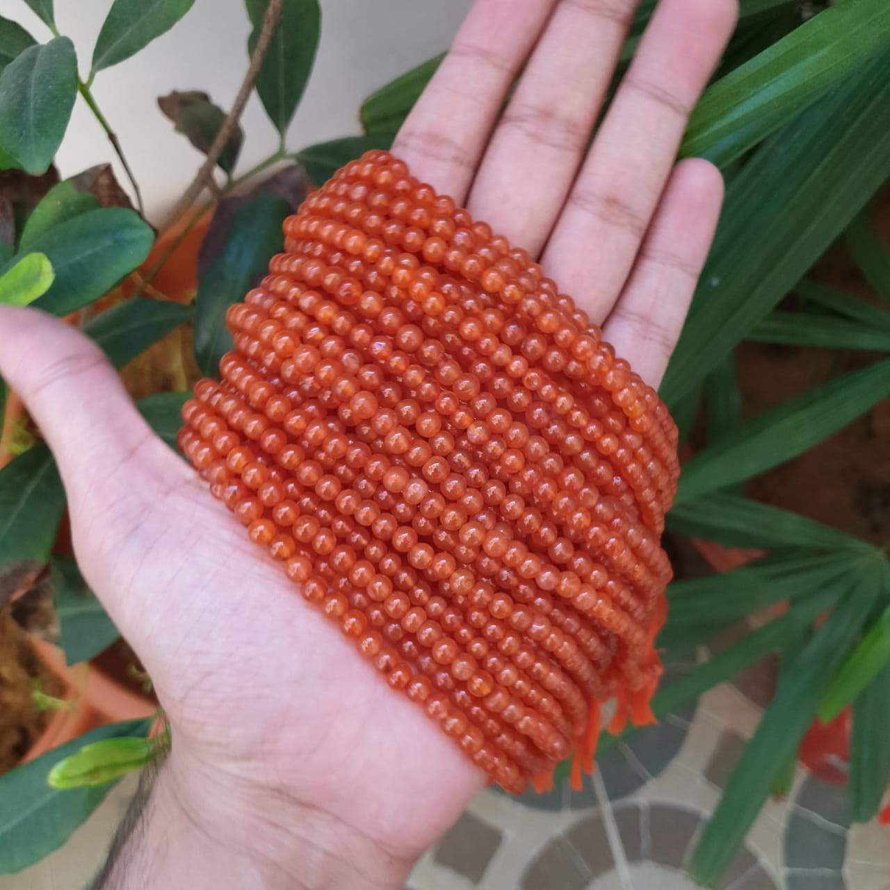 Orange Canelian Bigger Beads 5mm | Smooth | 14" Inches Strd - The LabradoriteKing