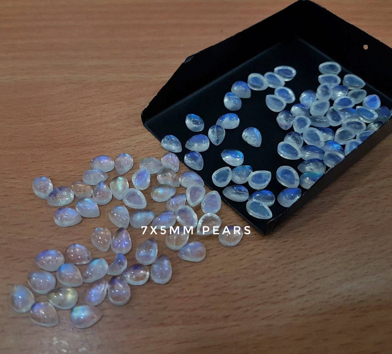 Pear Natural Moonstone 7x5mm: 15pcs Lot - The LabradoriteKing