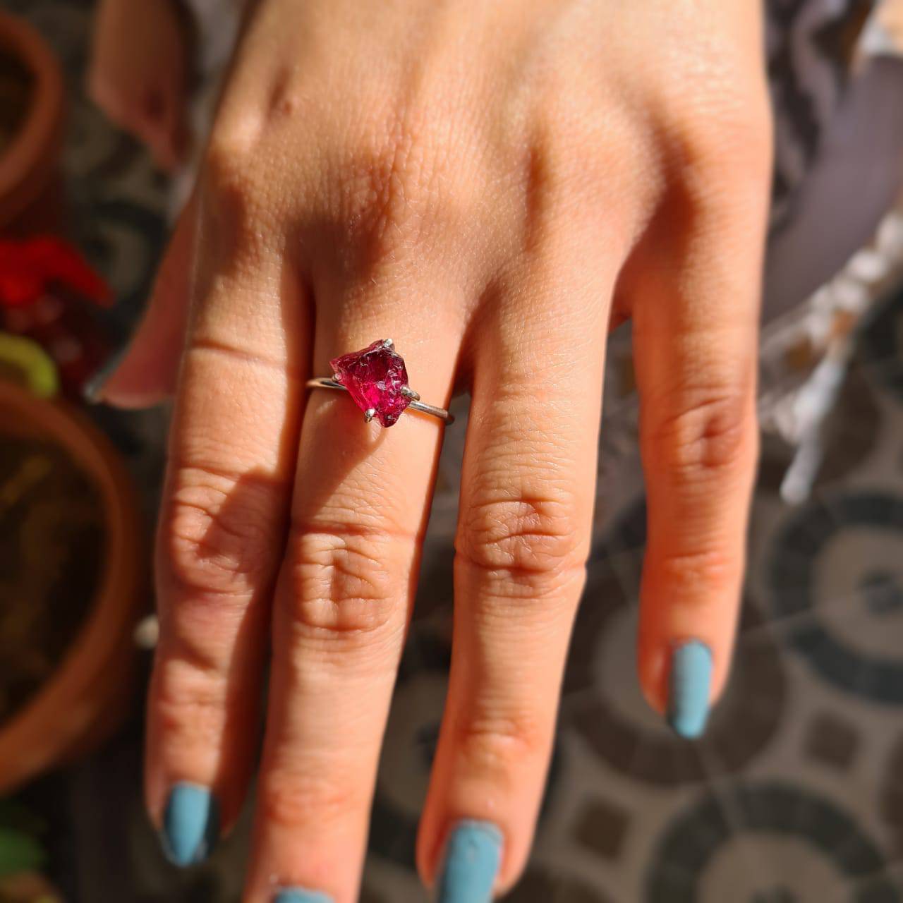 Pink Tourmaline Ring | 925 Sterling Silver Adjustable Minimalist Style - The LabradoriteKing