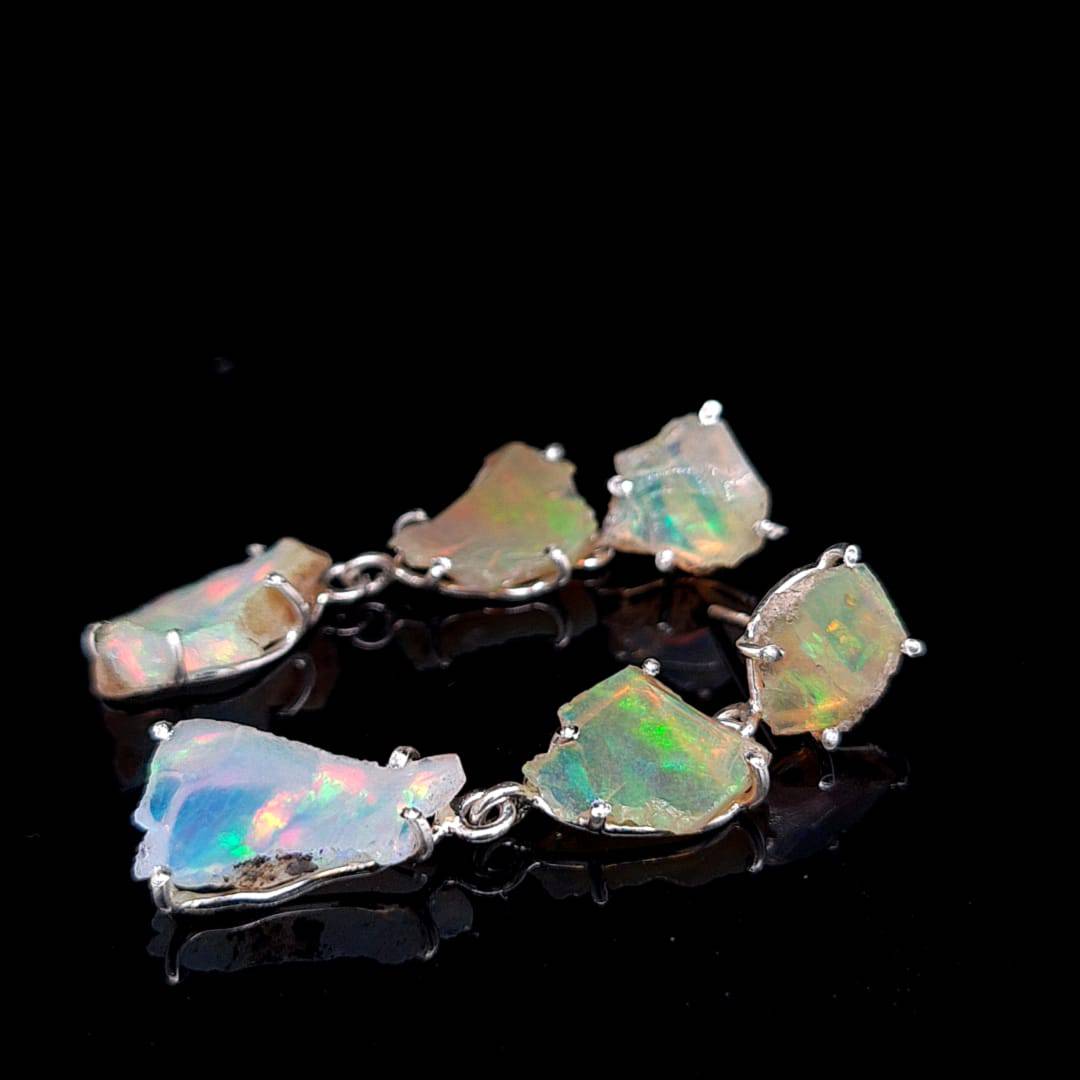 Raw Ethiopian Opal Earrings | Sterling Silver - The LabradoriteKing