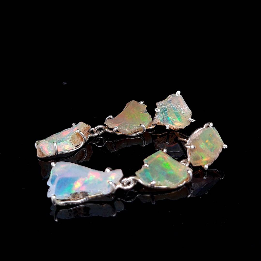 Raw Ethiopian Opal Earrings | Sterling Silver - The LabradoriteKing