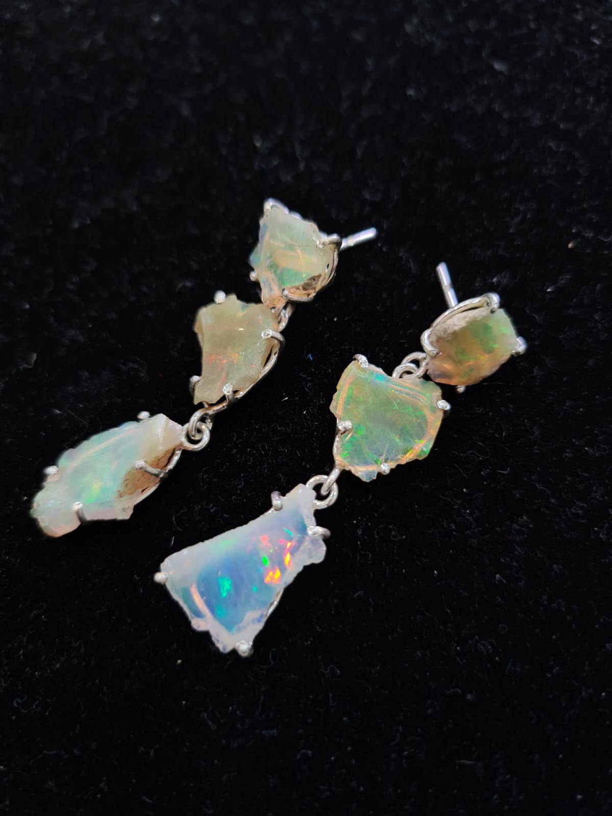 Raw Ethiopian Opal Earrings | Sterling Silver - The LabradoriteKing