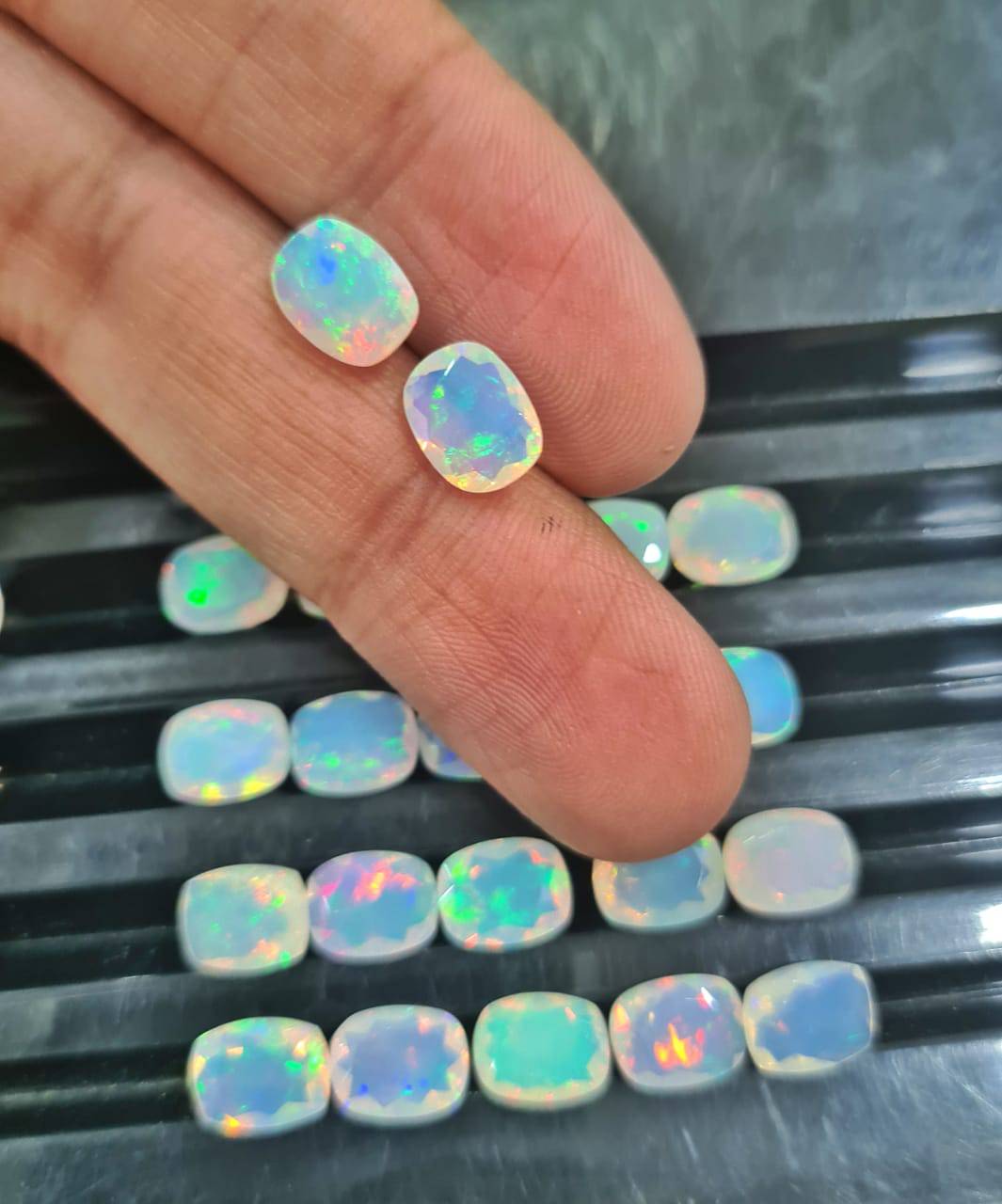 Rectangular Opal Faceted 9x7mm | Ethiopian Mined - The LabradoriteKing
