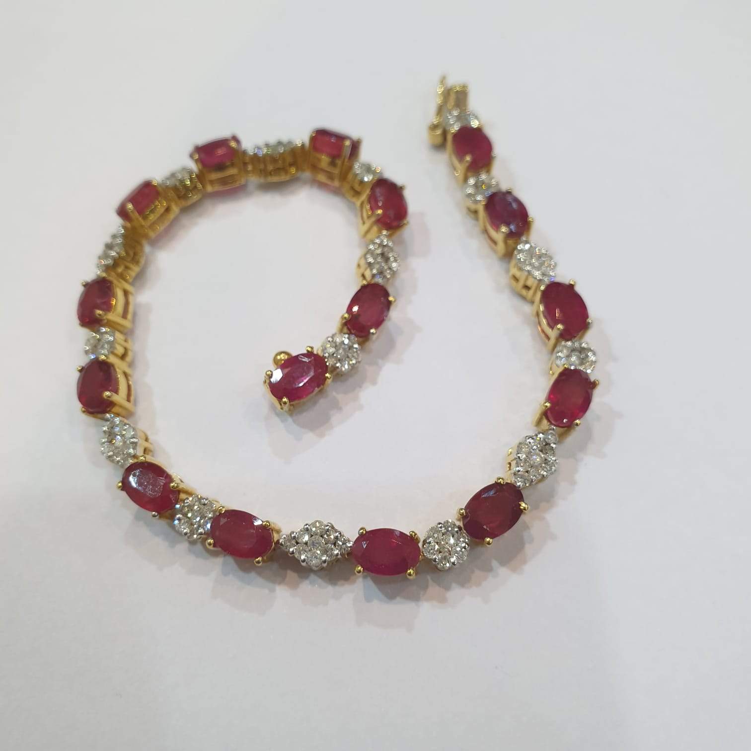 Ruby Bracelet with Diamonds set on 14KT Solid Gold - The LabradoriteKing