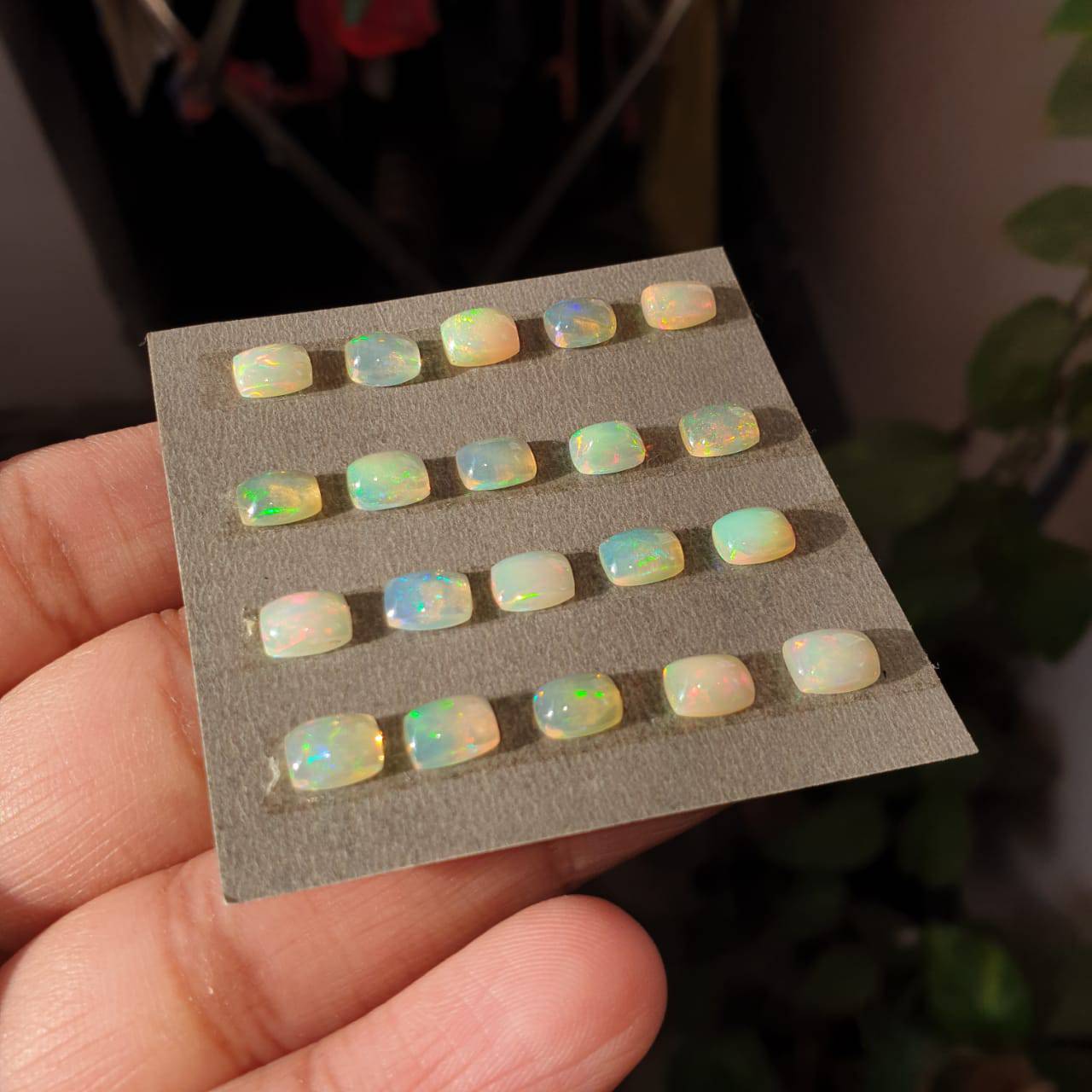 SALE🔥  20 Pcs Natural Opal Cabochon Gemstones | Rectangle Shape, Sizes: 6x4mm - The LabradoriteKing