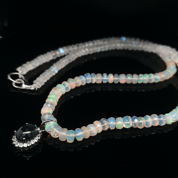 Star Sapphire with Opal And Moonstone Beads Necklace Jewelry