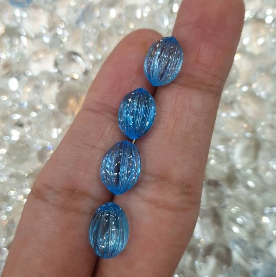 Swiss Blue Topaz Carved| Top Quality 13-14mm Flawless - The LabradoriteKing