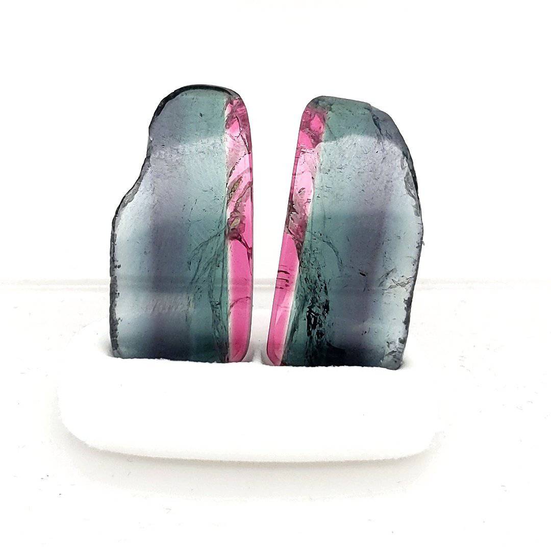 Tourmaline Watermelon Slice Pairs | 25.9 Cts Pair | 27x13mm - The LabradoriteKing